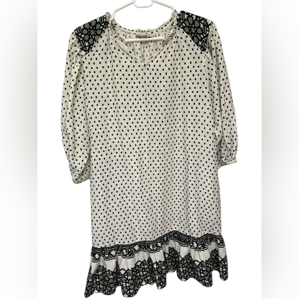 Knox rose shirt Dress Cream Polka Dots pockets ruffle